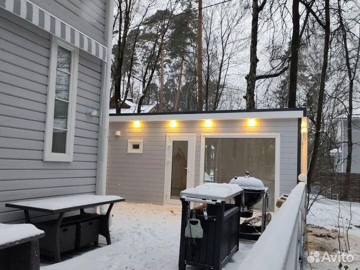 Баня с террасой модульная