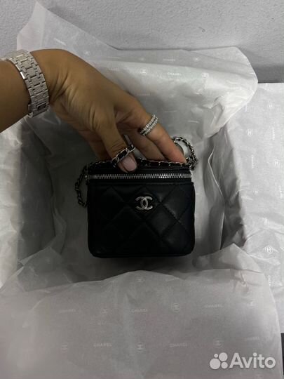 Chanel кейс малышка черный с серебром оригинал