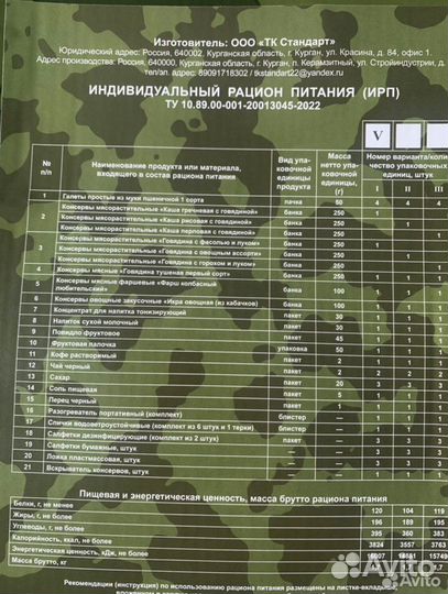 Сухпай рпк-с