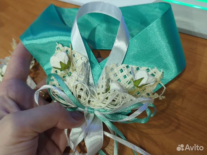 Набор украшений для бокалов и бутылок на Свадьбу