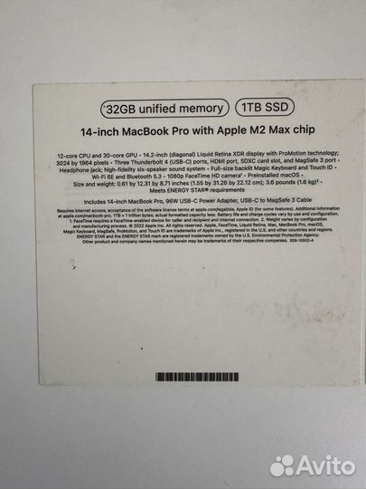 Macbook pro 14 m2 max chip 32gb 1tb