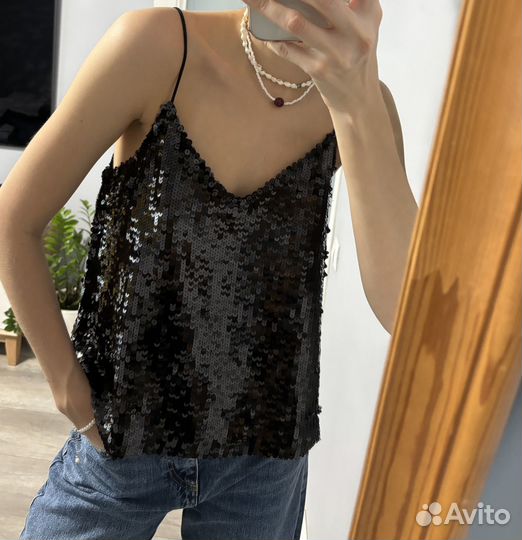 Топ пайетки, косуха кожанка ASOS