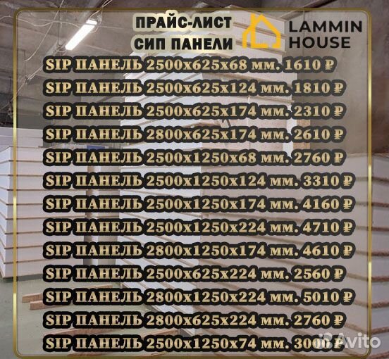 Сип панели 2500*625*224 мм. Домокомплекты