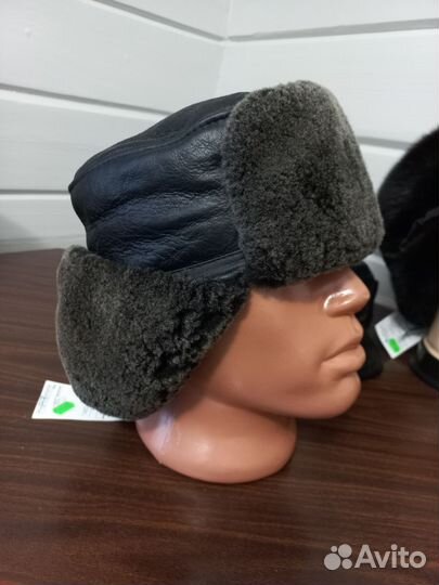 Шапка ушанка из дубленочной овчины