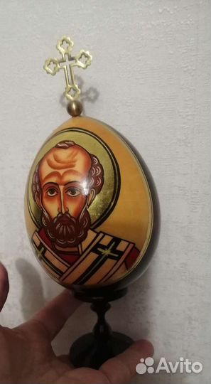 Дерево пасхальное яйцо. Икона-святой лик. Ручная р