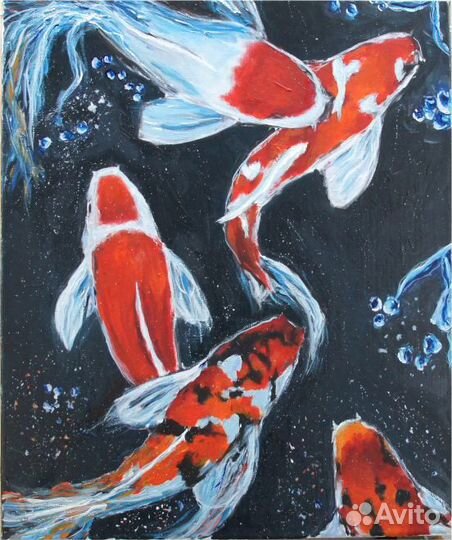 Карпы кои холст маслом живопись