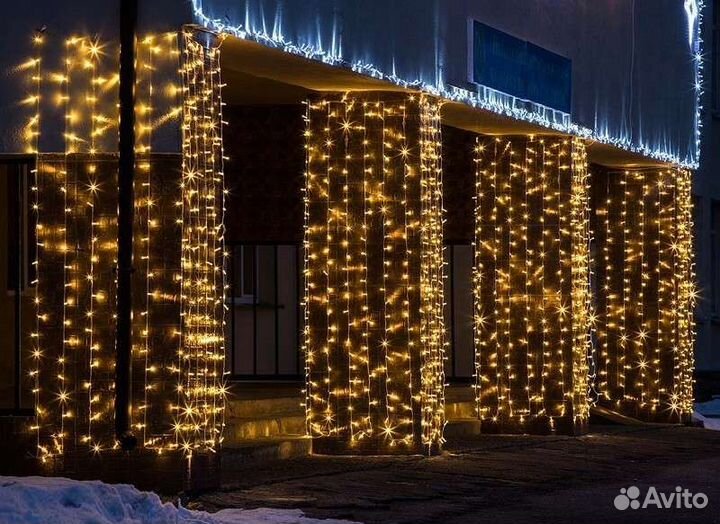 Гирлянда Занавес уличная 2х1.5 м, тёплый свет
