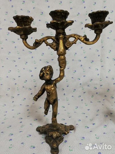 Старые подсвечники Путти Канделябр пара