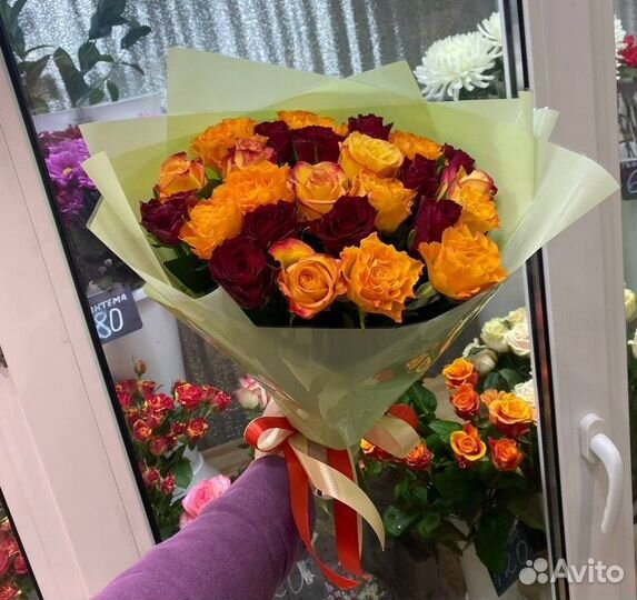 Цветы, букеты, Хризантема, розы, Доставка