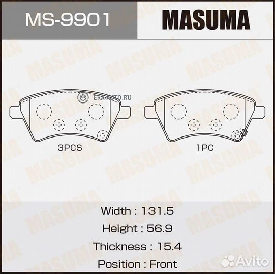 Masuma MS-9901 Колодки торм.пер