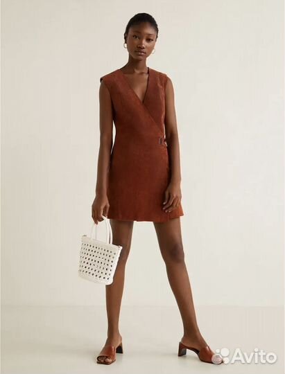 Новое кожаное платье Mango xs