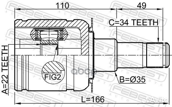 ШРУС внутренний правый 22X35X34 подходит для CA