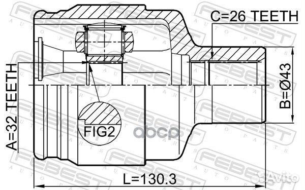 ШРУС внутренний правый 32x43x26 chevrolet epica