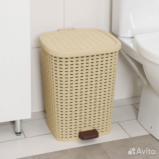 Ведро для мусора с педалью 'Плетёное', 26 л, цвет