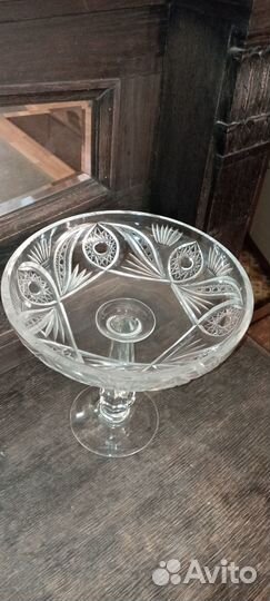 Ваза винтаж хрусталь СССР на высокой ножке