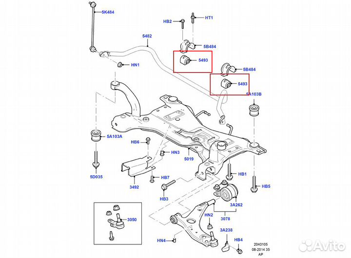 Втулка стабилизатора Ford, Mazda 3