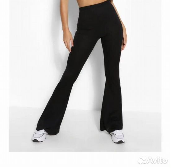 Брюки палаццо классические в рубчик S-42