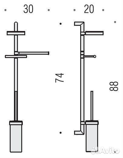 Стойка с аксессуарами Colombo: ёршик, мыльница, по
