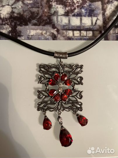 Комплект серебро гранаты