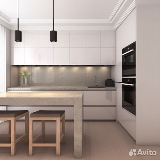 Бежевая барная стойка под гранит