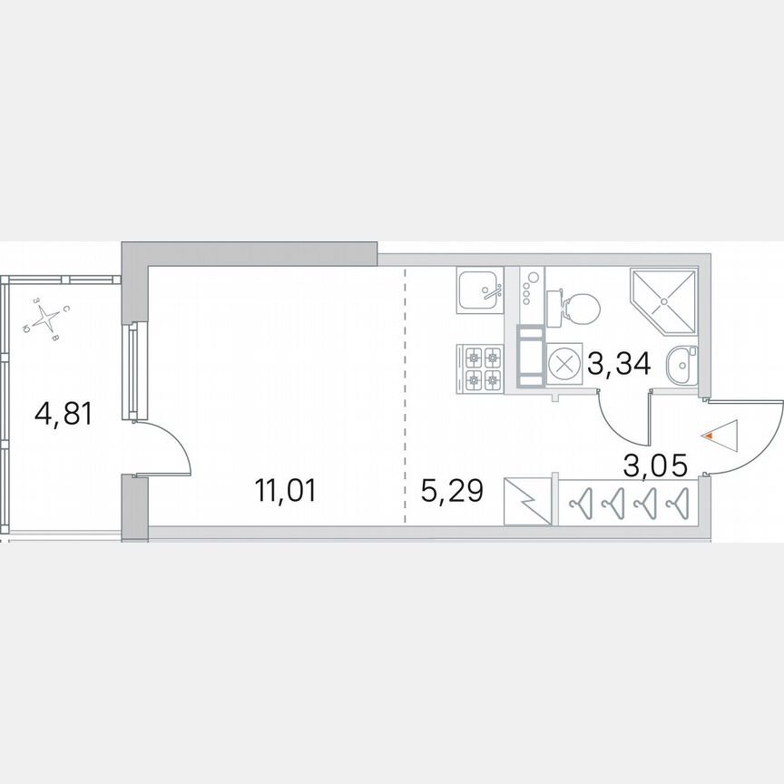 Квартира-студия, 24,1 м², 4/5 эт.