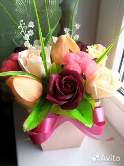 Мыльные букеты в коробках