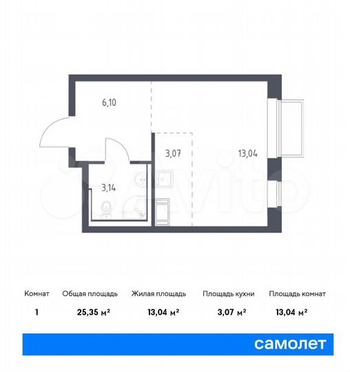 Квартира-студия, 25,4 м², 17/17 эт.