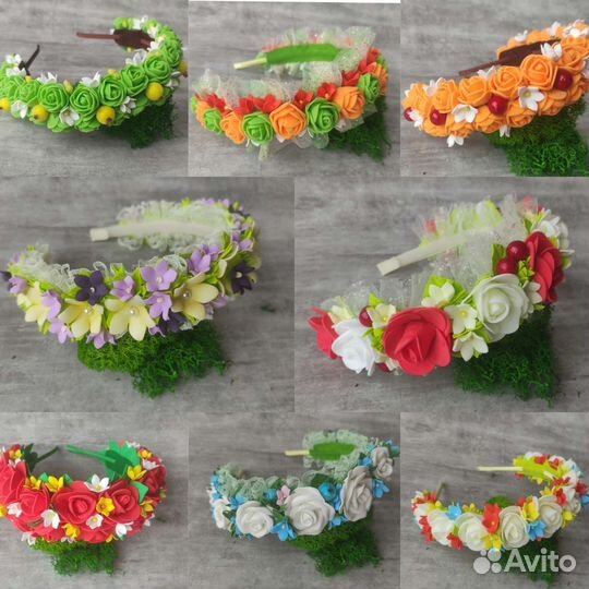 Ободок с цветами из фоамирана