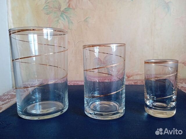 Набор стаканов стекло с позолотой