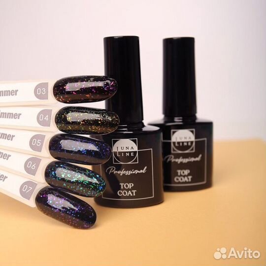 Топы LunaLine Shimmer для маникюра с шиммером