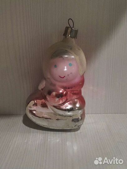 Елочные игрушки СССР Девочка на санках