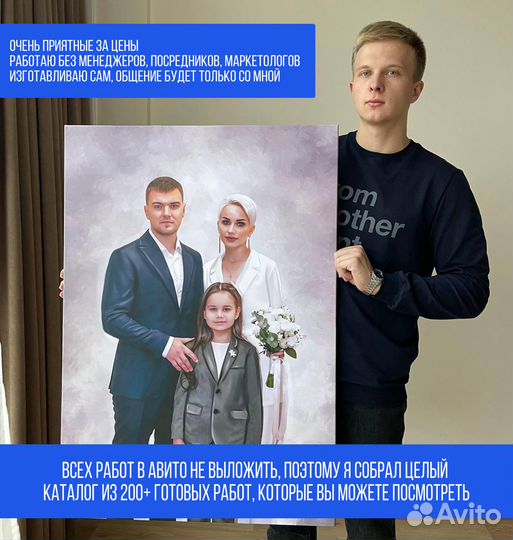 Портрет по фото, печать на холсте