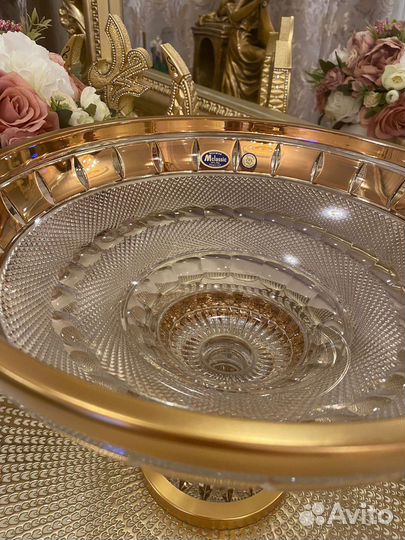 Ваза для фруктов хрусталь,Золотое окошко’’