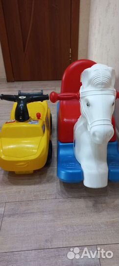 Детская качалка лошадь + машинка каталка