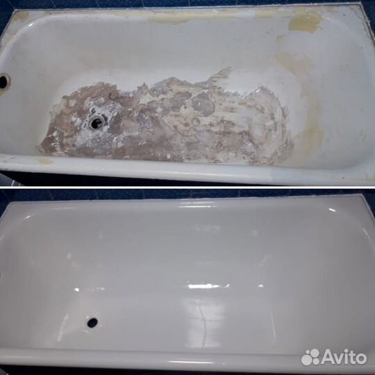 Реставрация ванн Наливным Акрилом, Эмалью, Вкладыш