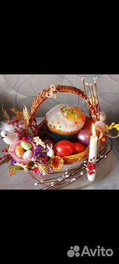 Пасхальная корзина, пасхальный декор, пасха
