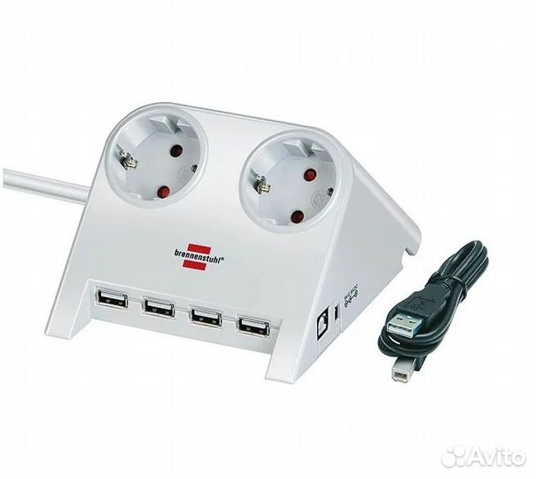 Удлинитель Desktop-Power-Plus, 2 розетки + 4 USB