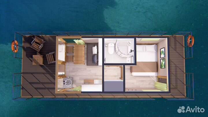 Жилой дом на воде катамаран (хаусбот) Драккар-42