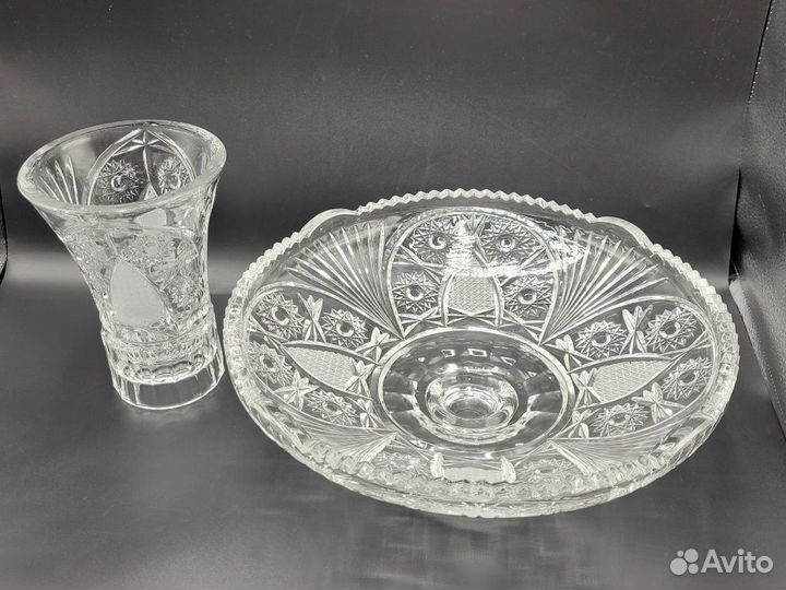 Ваза для фруктов на ножке составная хрусталь