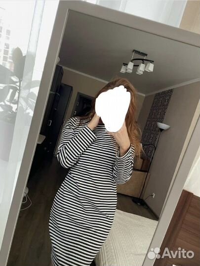 Платье H&M в рубчик в полоску