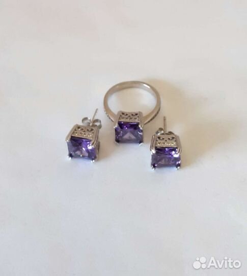 Серьги и кольцо. Серебро 925 проба