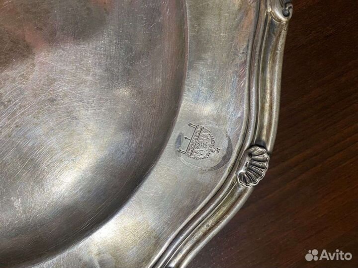 Старинное серебреное блюдце