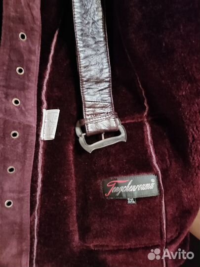 Дубленка цвет бордо 3xl (50-52)