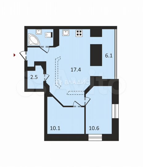 2-к. квартира, 59,7 м², 4/6 эт.