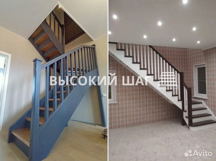 Лестница из ясеня на металлическом каркасе