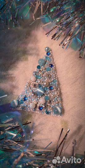 Серьги брошь из бисера камни лотос