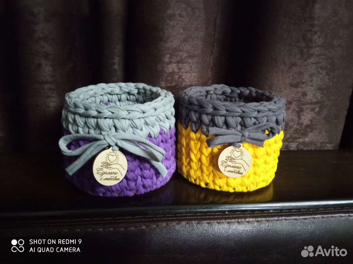 Корзиночки из трикотажной пряжи