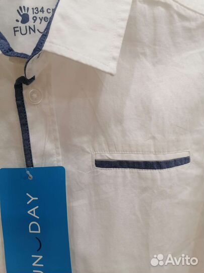 Новая рубашка 134 хлопок Fun day