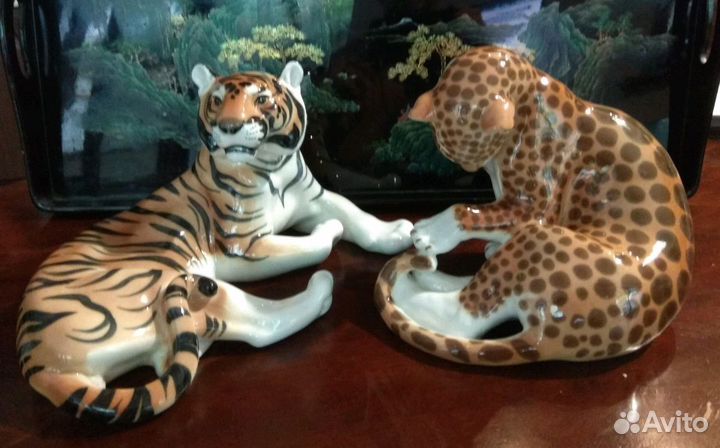 Фарфор тигр и леопард, антиквариат