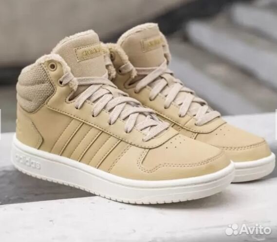 Женские Кроссовки Adidas Hoops бежевые